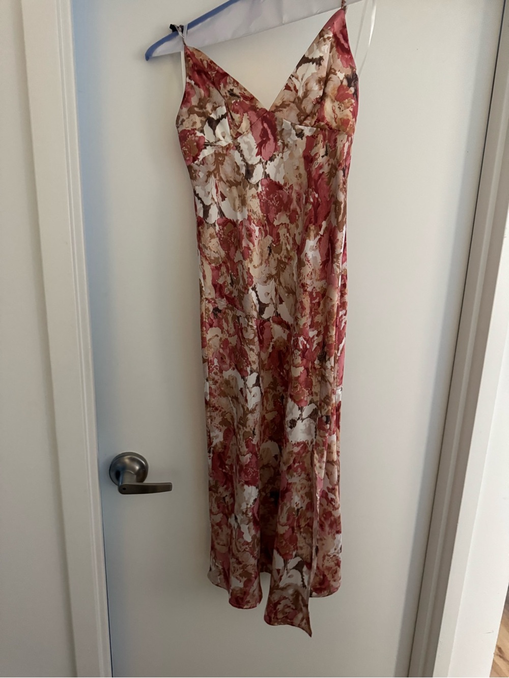 Floral Slip Dress in Cream, Rose, and Tan